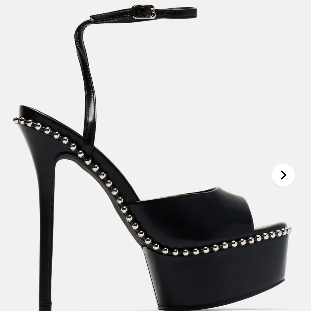 Black Platform Stiletto Heels with Silver Accents